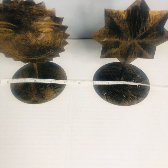 distressed metal candlestick holders star and sun 9in whimsy goth eclectic boho - Picture 2 of 9